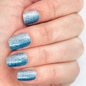 Color Street French Riviera Blue and Silver Glitter Nail Polish Strips Retired